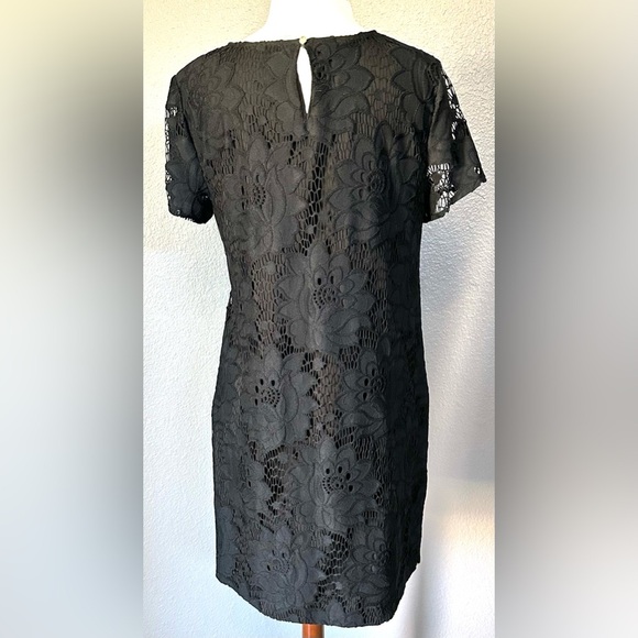 CeCe Women's Black Lace Dress Size 10” Fully Lined Short Sleeve - Picture 5 of 10